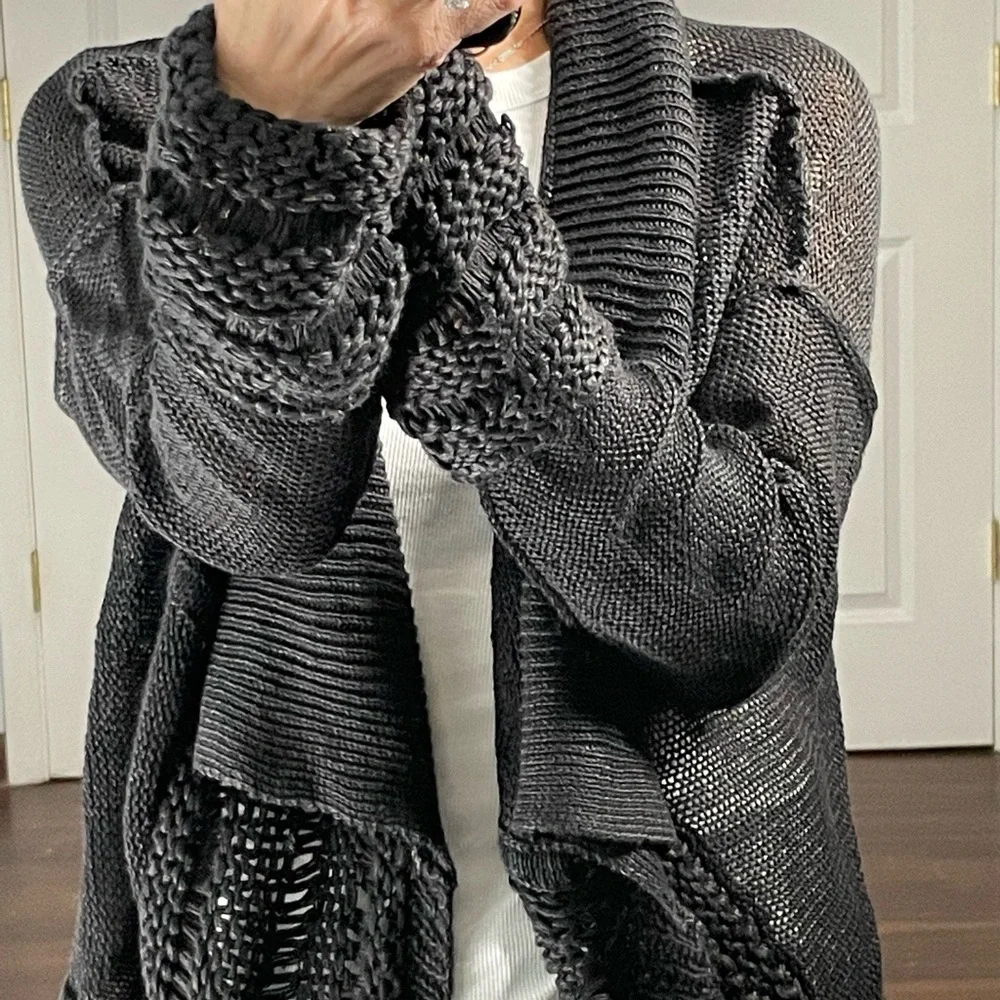TSE Black 100% Linen Open Cardigan Shrug size S NWT - Picture 7 of 17